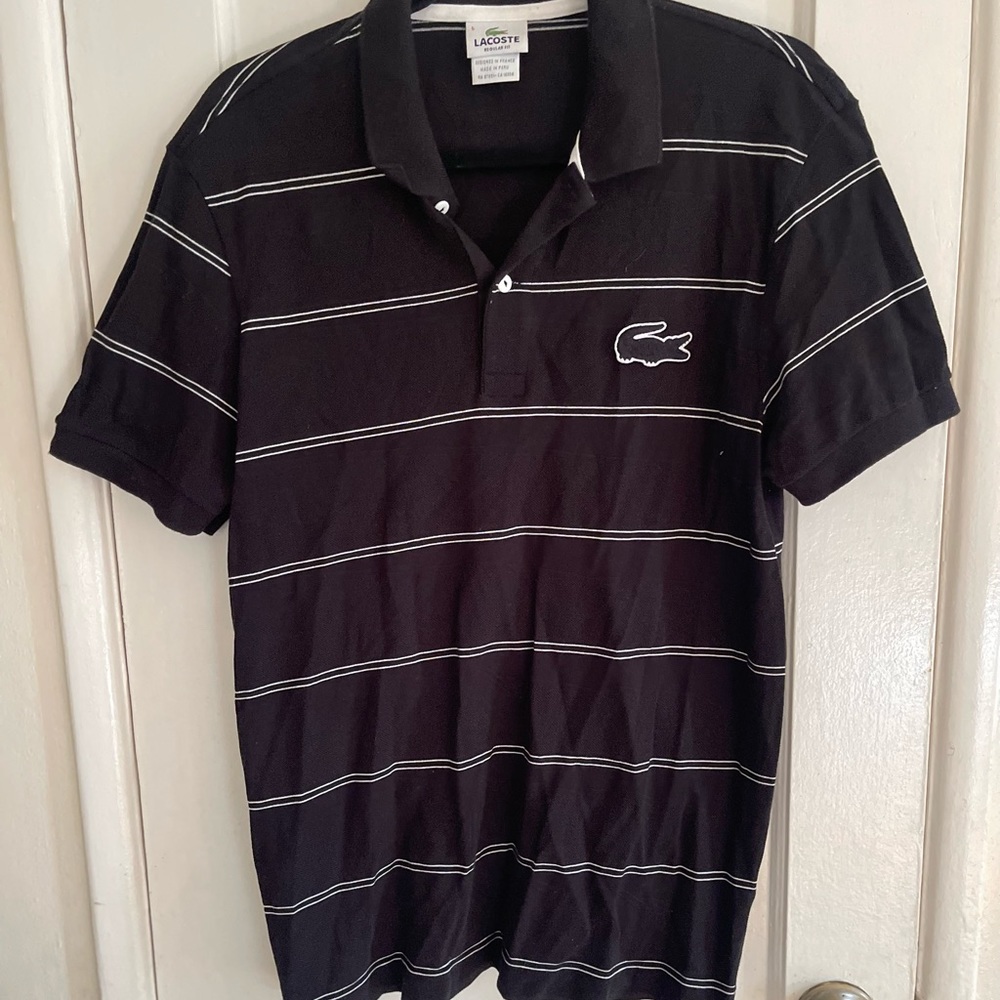 Lacoste black striped polo shirt